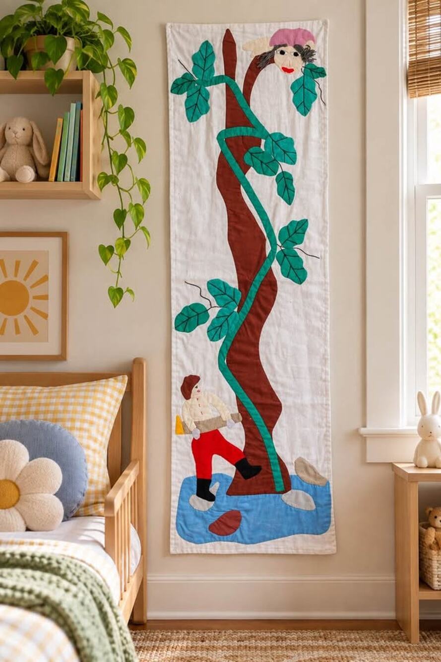 Hand-Sewn Colombiano Tapestry – Jack and the Beanstalk Inspired